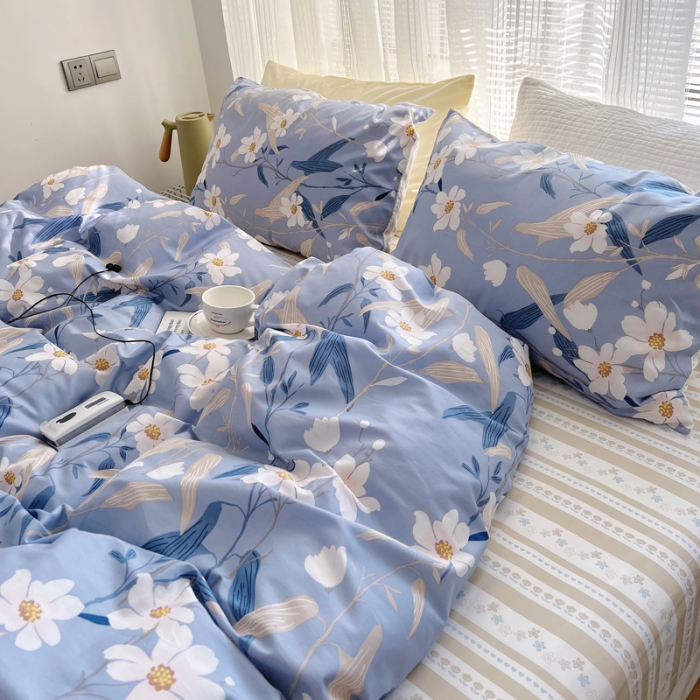 91家纺网 家纺一手货源 找家纺 希文 2022新款全棉印花四件套-繁花系列 塞纳