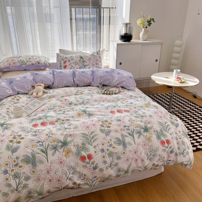 91家纺网 家纺一手货源 找家纺 希文 2022新款全棉印花四件套-繁花系列 甜心