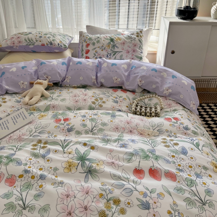 91家纺网 家纺一手货源 找家纺 希文 2022新款全棉印花四件套-繁花系列 甜心