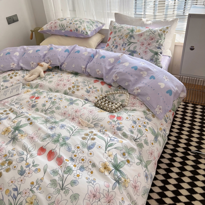 91家纺网 家纺一手货源 找家纺 希文 2022新款全棉印花四件套-繁花系列 甜心