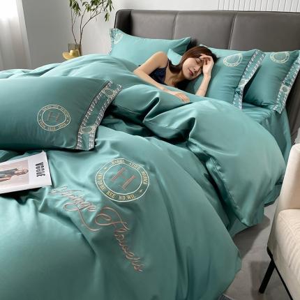 91家纺网 家纺一手货源 找家纺 莱登卡奴 2022新款全棉千鸟格轻奢风四件套 格调-浅石兰