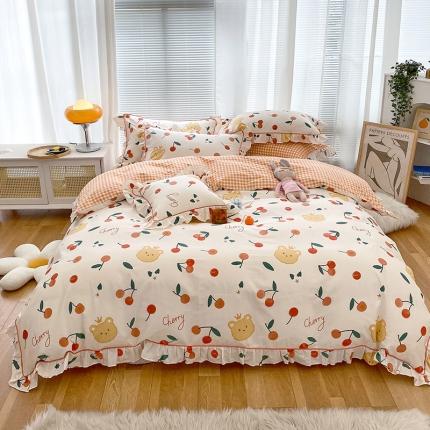 91家纺网 家纺一手货源 找家纺 宝齐莱 2022新款13372韩版全棉印花单被套 小樱桃-1