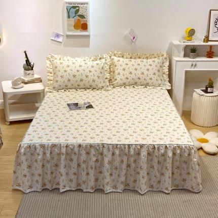 91家纺网 家纺一手货源 找家纺 宝齐莱 2022新款13372韩版全棉印花单床裙 花间蜜语-1