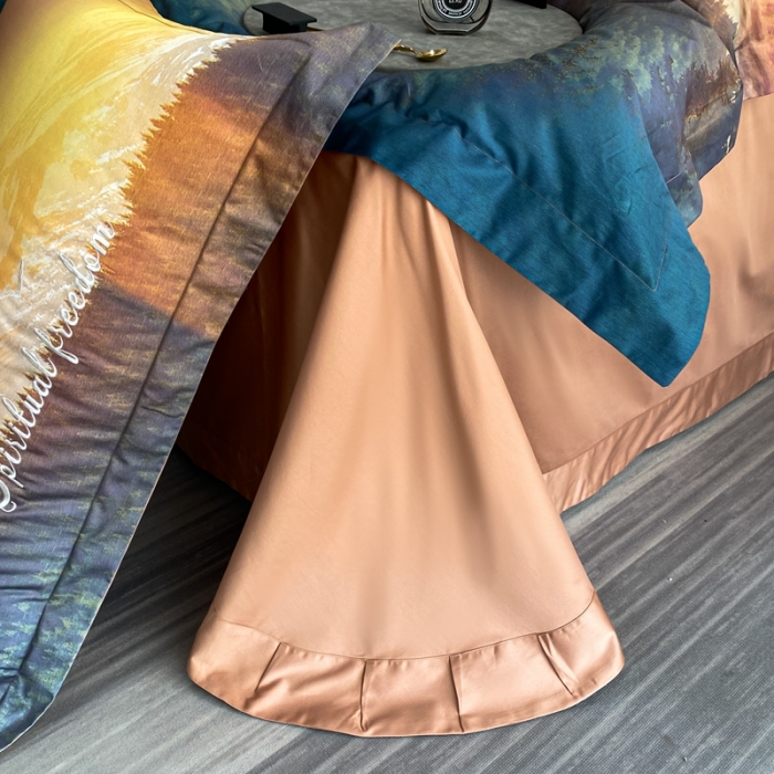 91家纺网 家纺一手货源 找家纺 魅都100阿克苏长绒棉数码印花四件套 秋颜桔