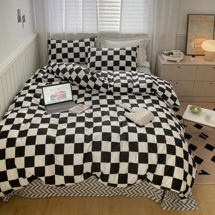 91家纺网 家纺一手货源 找家纺 雅居纺家纺 2022新款13070全棉四件套 棋盘格