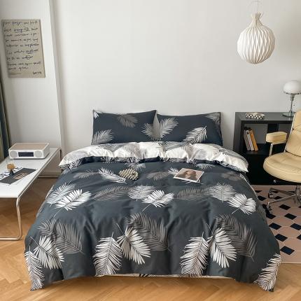 91家纺网 家纺一手货源 找家纺 雅居纺家纺 2022新款13070全棉四件套 羽墨