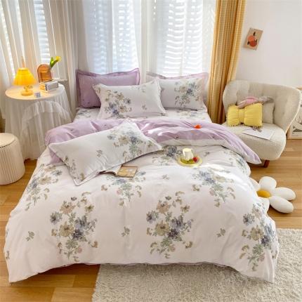 91家纺网 家纺一手货源 找家纺 宝齐莱 2022新款13372全棉印花床品套件四件套 花开似锦