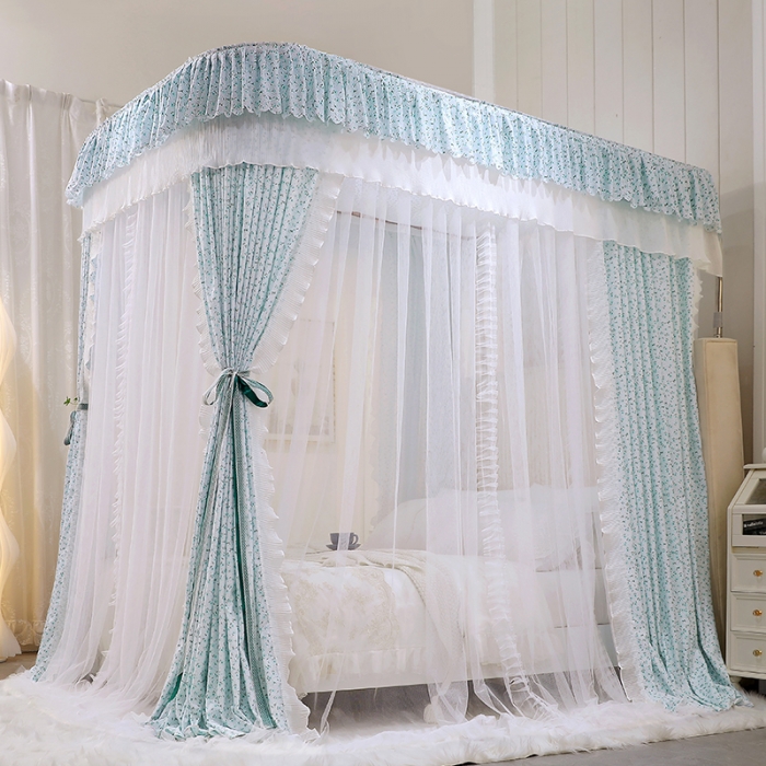 91家纺网 家纺一手货源 找家纺 艾晶美 2022新款遮光床幔双层导轨蚊帐 伴夏