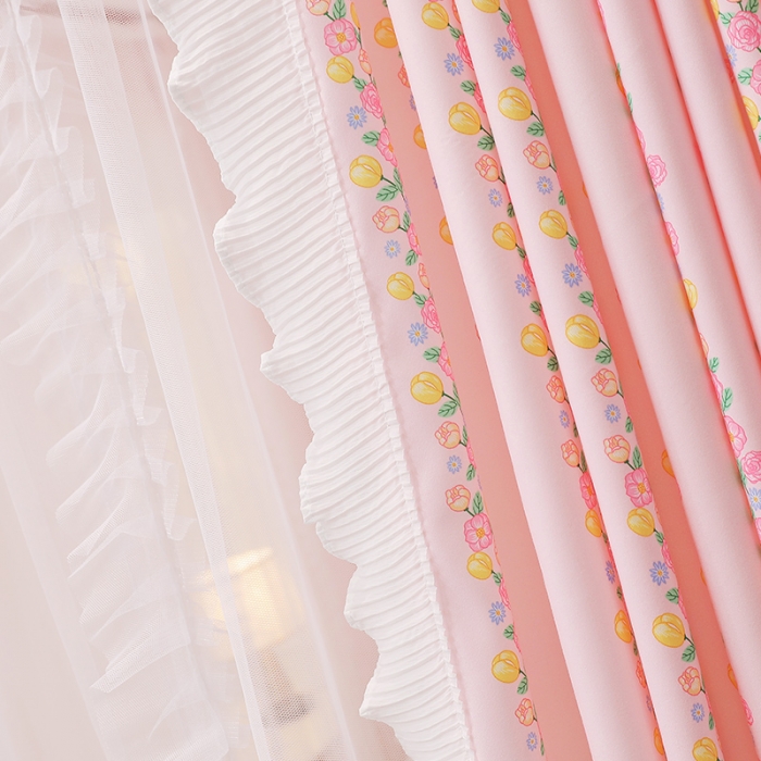 91家纺网 家纺一手货源 找家纺 艾晶美 2022新款遮光床幔双层导轨蚊帐 花藤