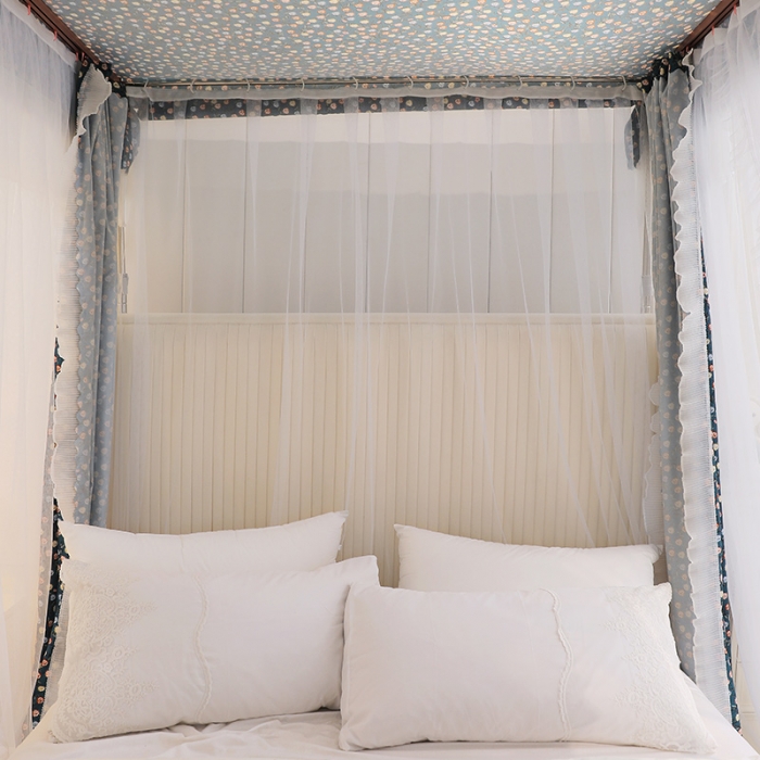 91家纺网 家纺一手货源 找家纺 艾晶美 2022新款遮光床幔双层导轨蚊帐 莫奈庄园
