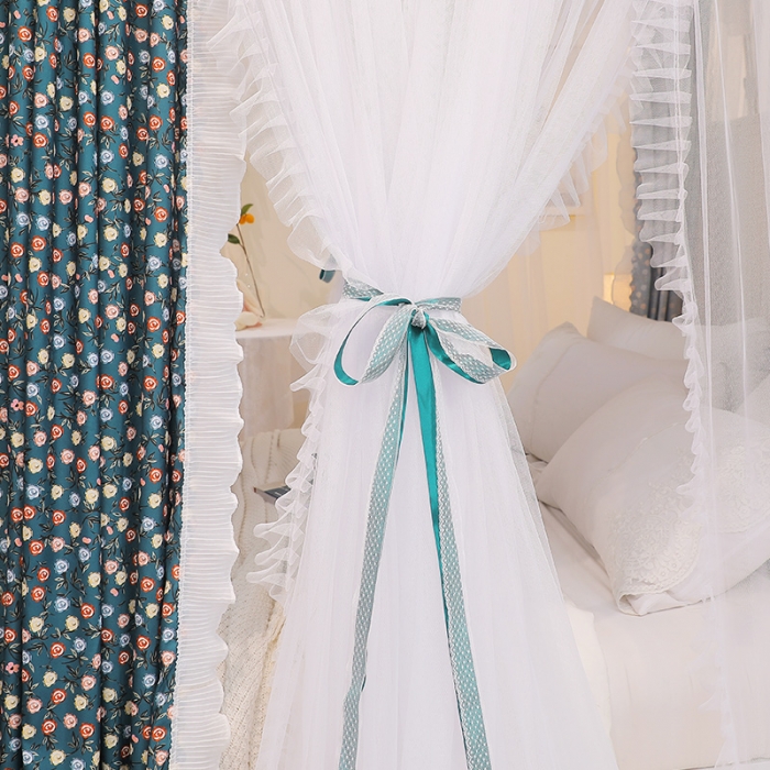 91家纺网 家纺一手货源 找家纺 艾晶美 2022新款遮光床幔双层导轨蚊帐 莫奈庄园