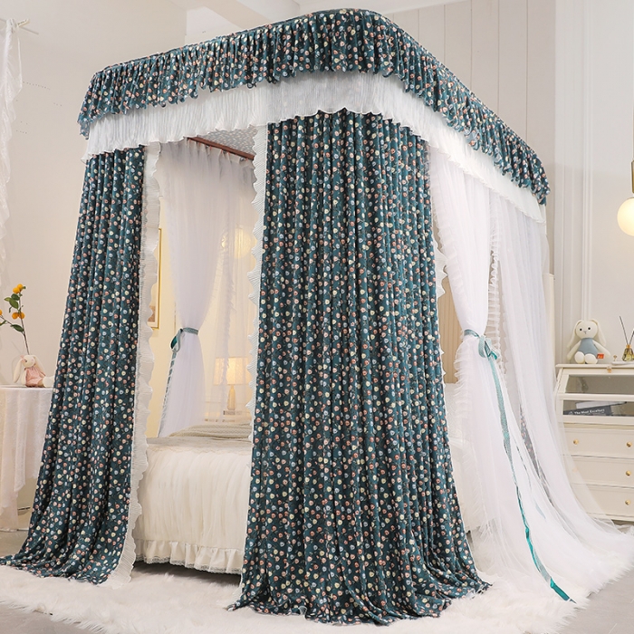 91家纺网 家纺一手货源 找家纺 艾晶美 2022新款遮光床幔双层导轨蚊帐 莫奈庄园