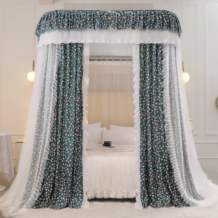 91家纺网 家纺一手货源 找家纺 艾晶美 2022新款遮光床幔双层导轨蚊帐 莫奈庄园