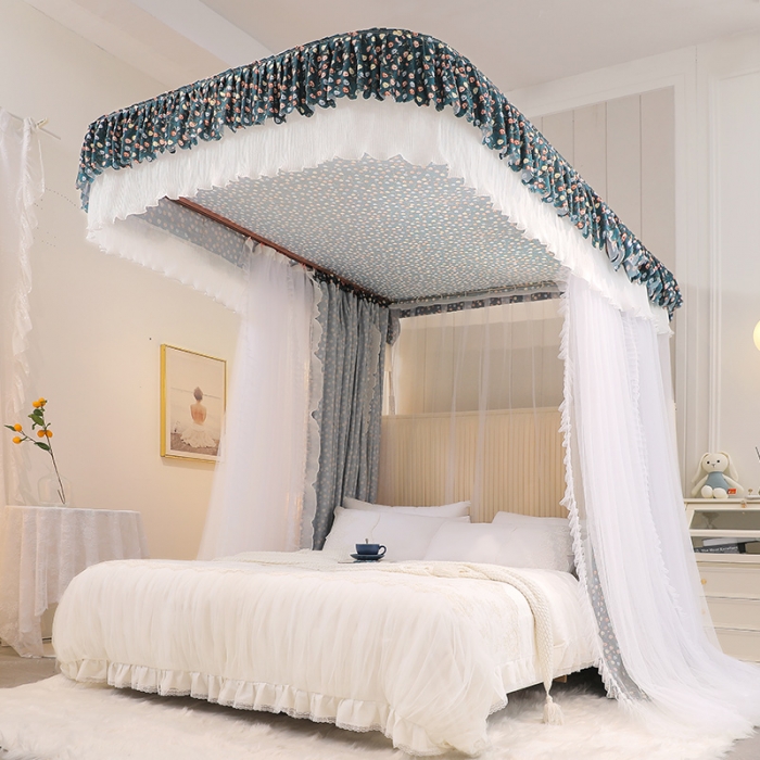 91家纺网 家纺一手货源 找家纺 艾晶美 2022新款遮光床幔双层导轨蚊帐 莫奈庄园