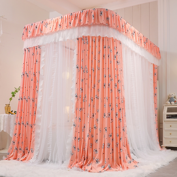 91家纺网 家纺一手货源 找家纺 艾晶美 2022新款遮光床幔双层导轨蚊帐 少女情怀