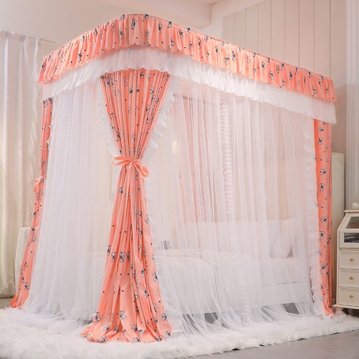 91家纺网 家纺一手货源 找家纺 艾晶美 2022新款遮光床幔双层导轨蚊帐 少女情怀