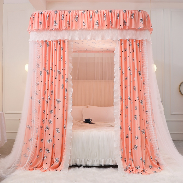 91家纺网 家纺一手货源 找家纺 艾晶美 2022新款遮光床幔双层导轨蚊帐 少女情怀