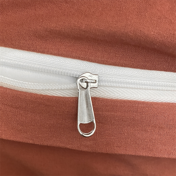 91家纺网 家纺一手货源 找家纺 金丝鸟 2023新款纯色全棉水洗棉贝壳边四件套 暖情红