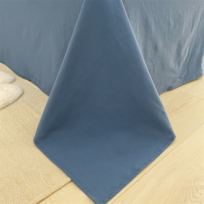 91家纺网 家纺一手货源 找家纺 金丝鸟 2023新款纯色全棉水洗棉贝壳边四件套 雅致蓝