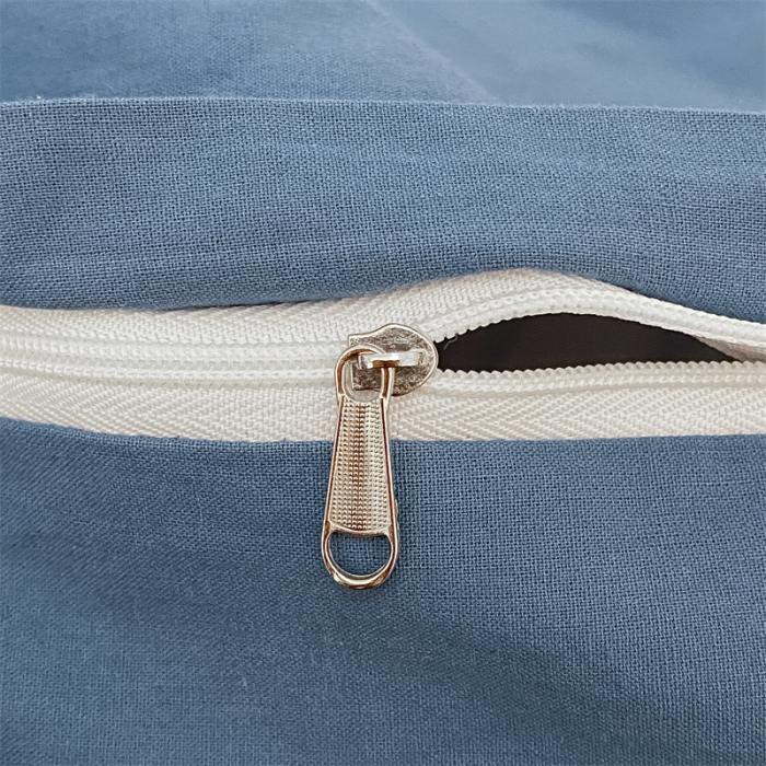 91家纺网 家纺一手货源 找家纺 金丝鸟 2023新款纯色全棉水洗棉贝壳边四件套 雅致蓝