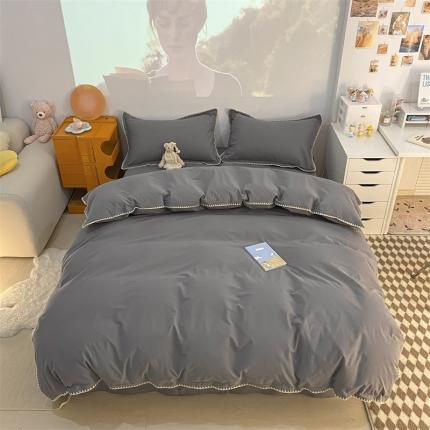 91家纺网 家纺一手货源 找家纺 (总)金丝鸟 2023新款纯色全棉水洗棉贝壳边四件套