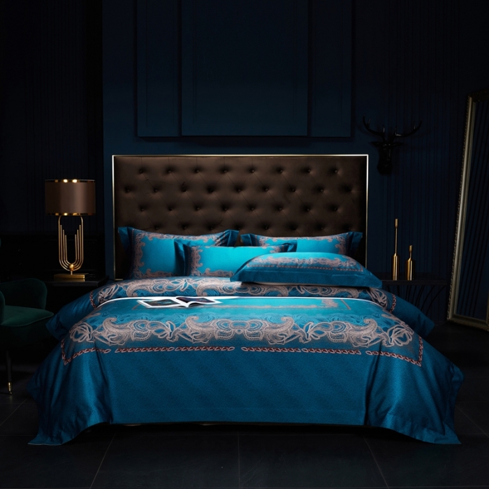 91家纺网 家纺一手货源 找家纺 缔缦家纺 2022新款长绒棉数码印花四件套 凯特琳