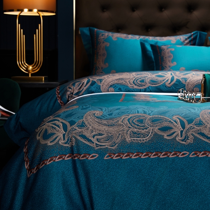 91家纺网 家纺一手货源 找家纺 缔缦家纺 2022新款长绒棉数码印花四件套 凯特琳