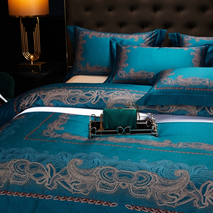 91家纺网 家纺一手货源 找家纺 缔缦家纺 2022新款长绒棉数码印花四件套 凯特琳