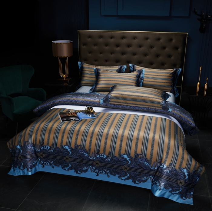 91家纺网 家纺一手货源 找家纺 缔缦家纺 2022新款长绒棉数码印花四件套 流金岁月