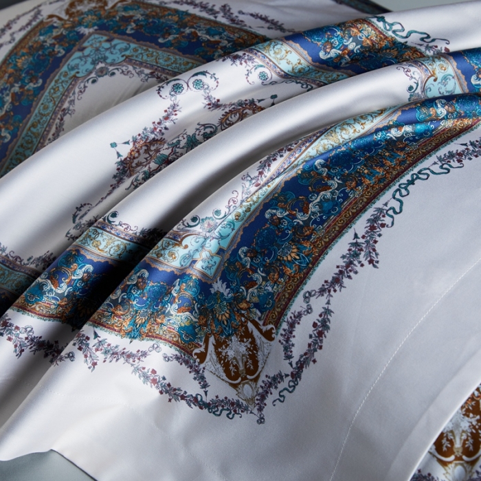 91家纺网 家纺一手货源 找家纺 缔缦家纺 2022新款长绒棉数码印花四件套 洛卡芙