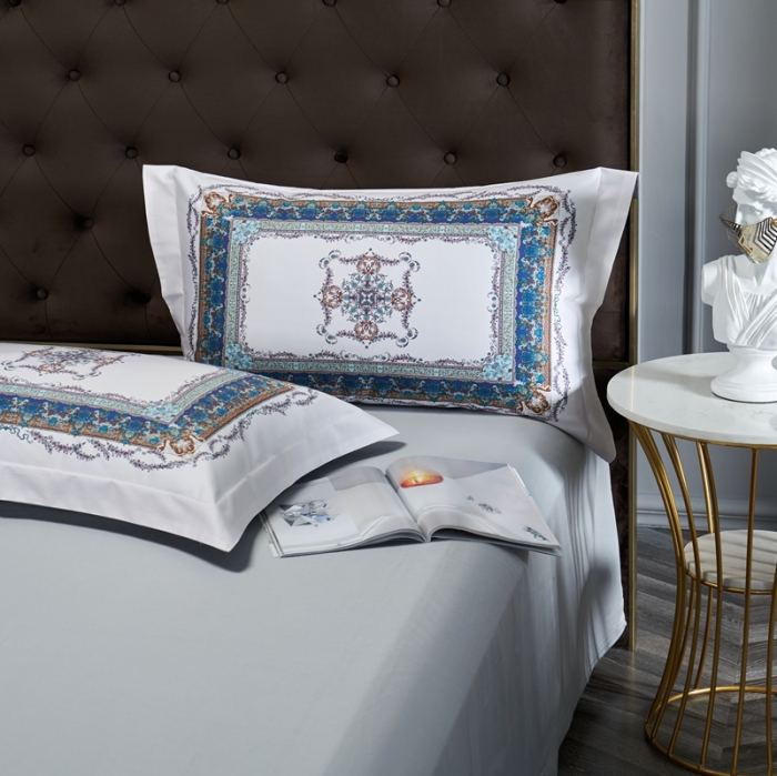 91家纺网 家纺一手货源 找家纺 缔缦家纺 2022新款长绒棉数码印花四件套 洛卡芙