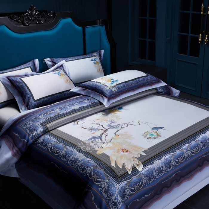 91家纺网 家纺一手货源 找家纺 缔缦家纺 2022新款长绒棉数码印花四件套 梦幻