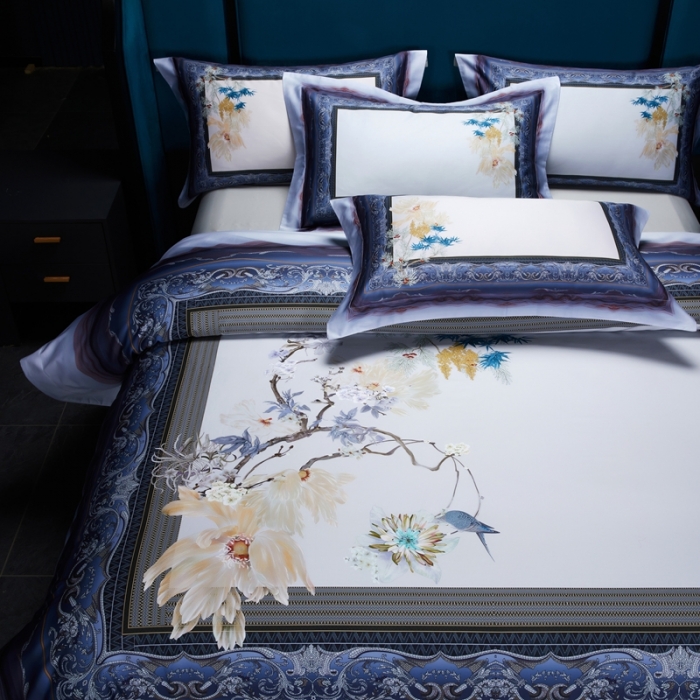 91家纺网 家纺一手货源 找家纺 缔缦家纺 2022新款长绒棉数码印花四件套 梦幻