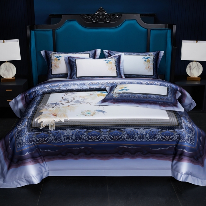 91家纺网 家纺一手货源 找家纺 缔缦家纺 2022新款长绒棉数码印花四件套 梦幻