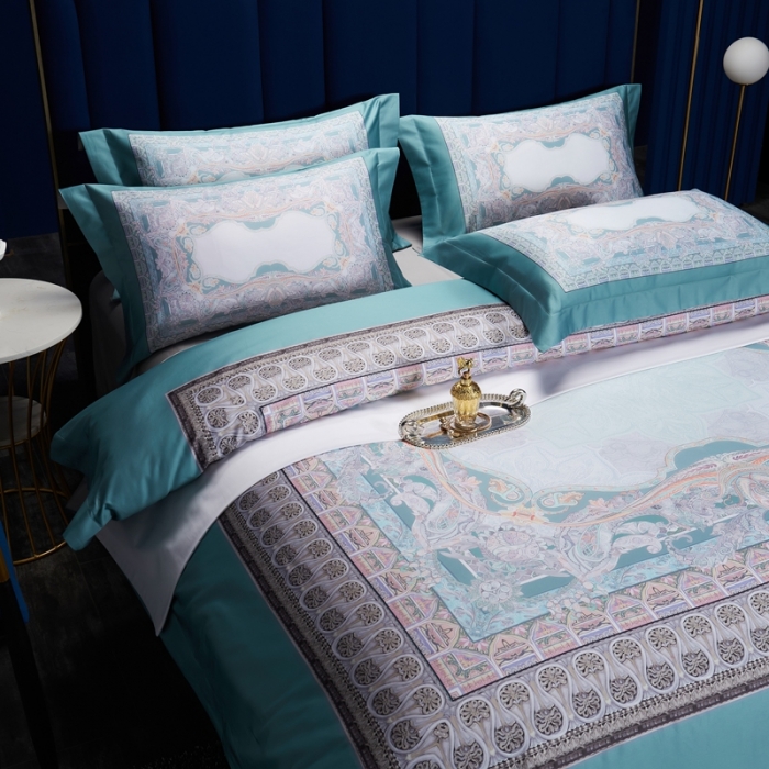 91家纺网 家纺一手货源 找家纺 缔缦家纺 2022新款长绒棉数码印花四件套 香榭