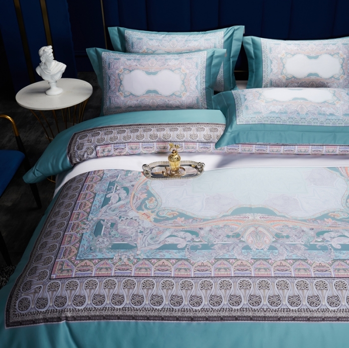 91家纺网 家纺一手货源 找家纺 缔缦家纺 2022新款长绒棉数码印花四件套 香榭