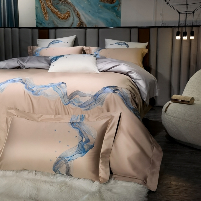 91家纺网 家纺一手货源 找家纺 缔缦家纺 2022新款100s澳棉刺绣系列四件套-奥赛 奥赛 卡其