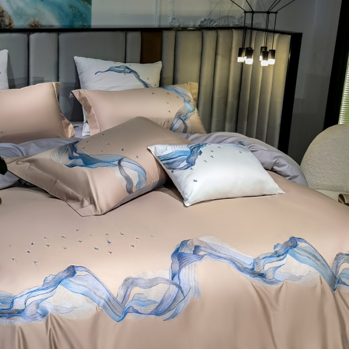 91家纺网 家纺一手货源 找家纺 缔缦家纺 2022新款100s澳棉刺绣系列四件套-奥赛 奥赛 卡其