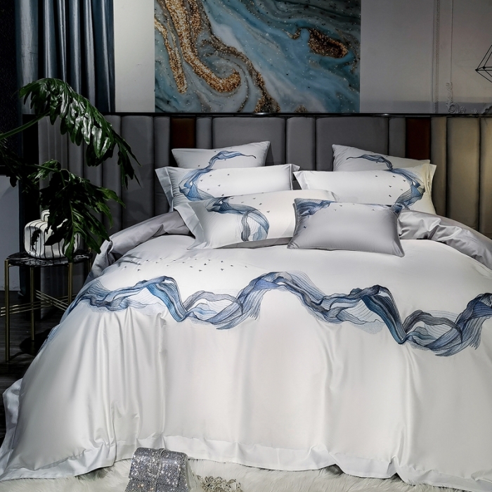 91家纺网 家纺一手货源 找家纺 缔缦家纺 2022新款100s澳棉刺绣系列四件套-奥赛 奥赛 柔白