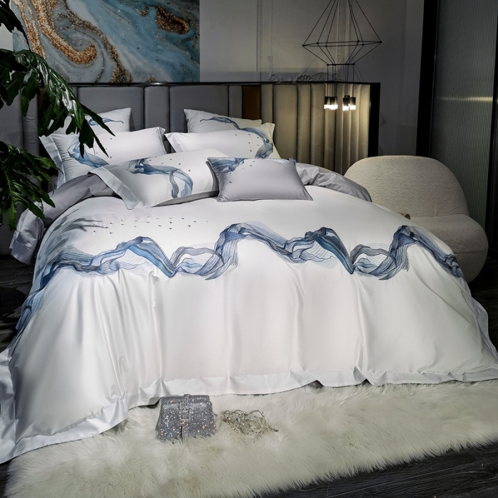 91家纺网 家纺一手货源 找家纺 缔缦家纺 2022新款100s澳棉刺绣系列四件套-奥赛 奥赛 柔白