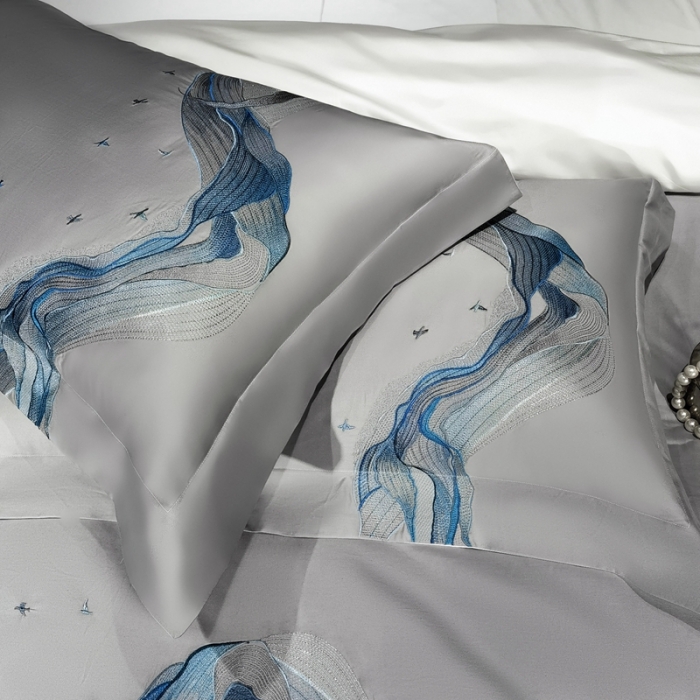 91家纺网 家纺一手货源 找家纺 缔缦家纺 2022新款100s澳棉刺绣系列四件套-奥赛 奥赛 星河灰