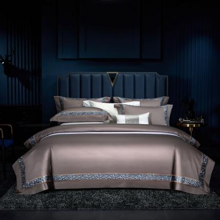 91家纺网 家纺一手货源 找家纺 缔缦家纺 2022新款100s澳棉刺绣系列四件套-布瑞琪 帛咖