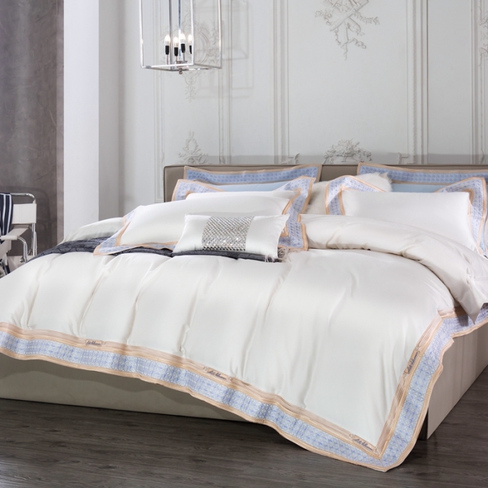 91家纺网 家纺一手货源 找家纺 缔缦家纺2022新款100s澳棉刺绣系列四件套-卡萨帝贵族白