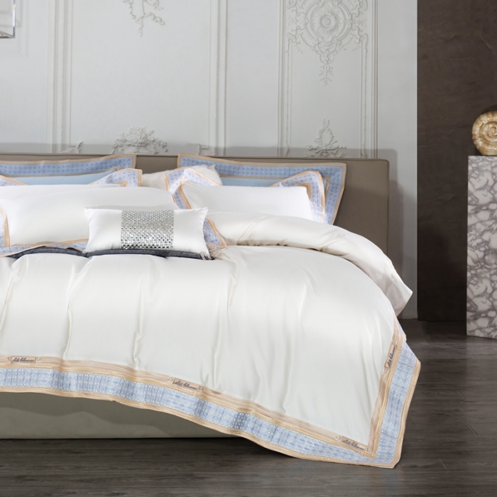 91家纺网 家纺一手货源 找家纺 缔缦家纺2022新款100s澳棉刺绣系列四件套-卡萨帝贵族白