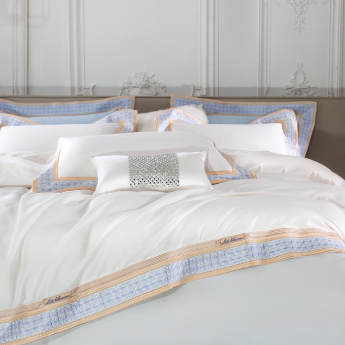 91家纺网 家纺一手货源 找家纺 缔缦家纺2022新款100s澳棉刺绣系列四件套-卡萨帝贵族白