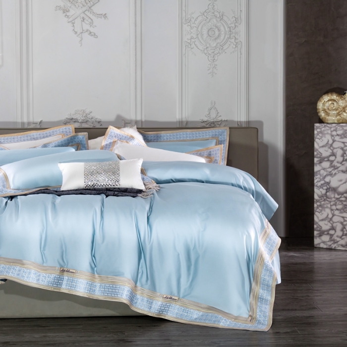 91家纺网 家纺一手货源 找家纺 缔缦家纺 2022新款100s澳棉刺绣系列四件套-卡萨帝兰色