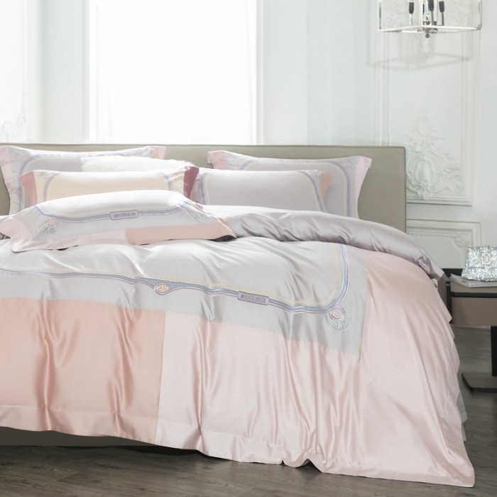 91家纺网 家纺一手货源 找家纺 缔缦家纺 2022新款100s澳棉刺绣系列四件套-拉斐尔 玉粉