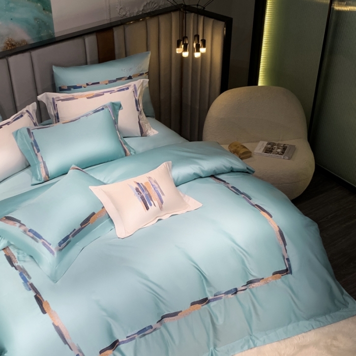 91家纺网 家纺一手货源 找家纺 缔缦家纺 2022新款100s澳棉刺绣系列四件套-晴岚 马利兰