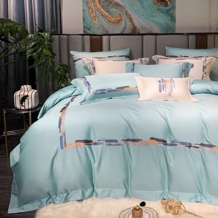 91家纺网 家纺一手货源 找家纺 缔缦家纺 2022新款100s澳棉刺绣系列四件套-晴岚 马利兰