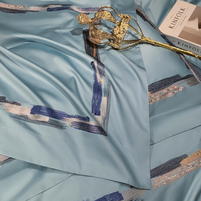 91家纺网 家纺一手货源 找家纺 缔缦家纺 2022新款100s澳棉刺绣系列四件套-晴岚 马利兰